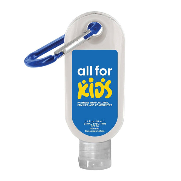 1.9 oz. SPF 30 Sunscreen in Clear Bottle with Carabiner - Printesta