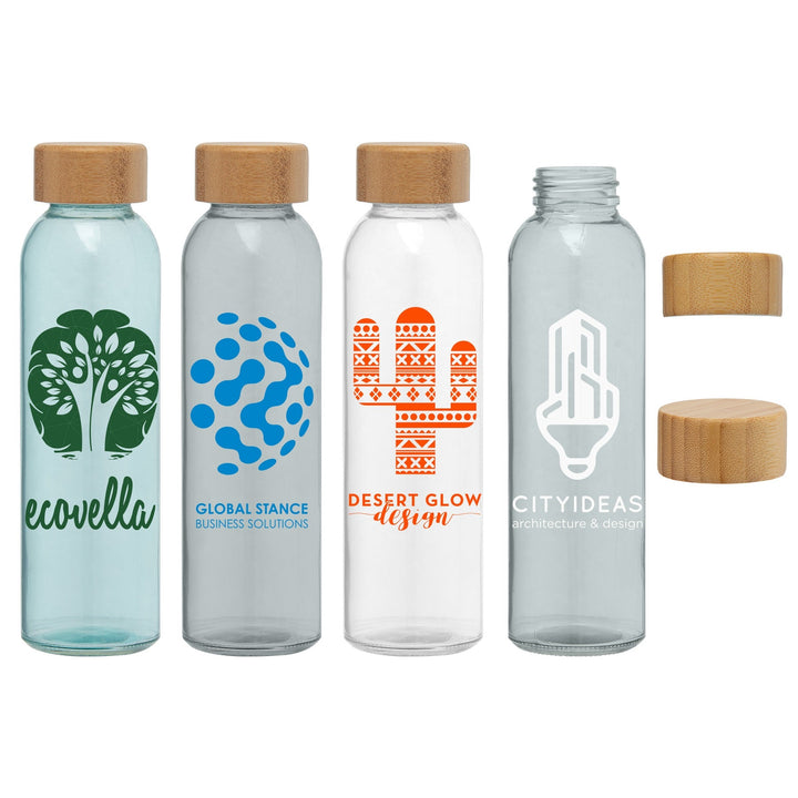 Alpine - 17 oz. Glass Bottle with Bamboo Lid - Printesta