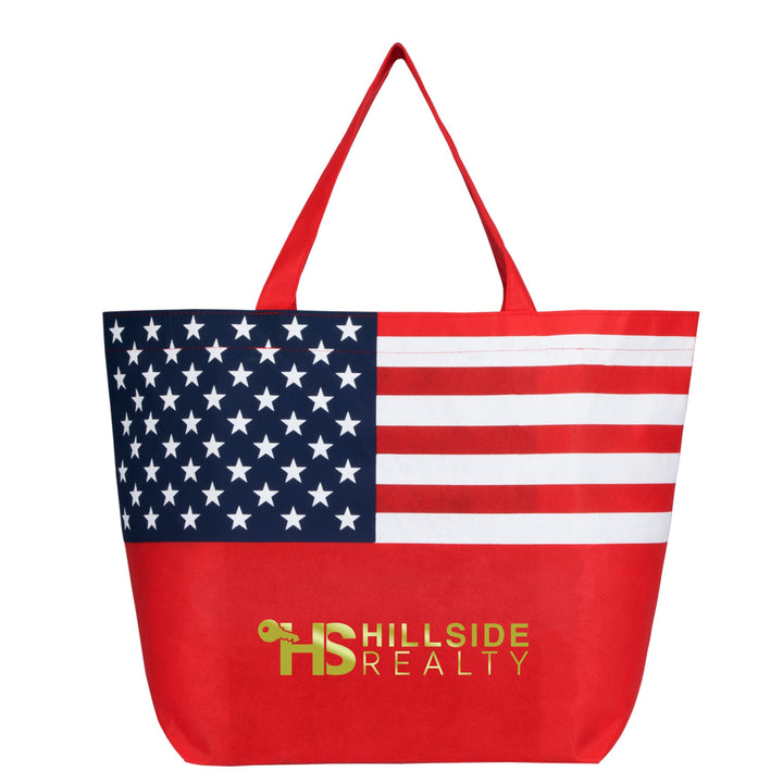 American Flag Non - Woven Tote Bag - Metallic imprint - Printesta