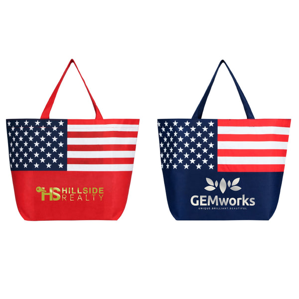 American Flag Non - Woven Tote Bag - Metallic imprint - Printesta