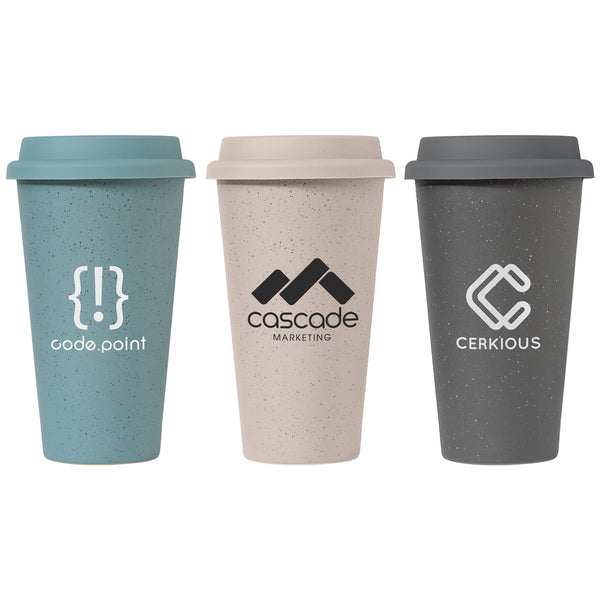 Equator - 9 oz. Double Wall Ceramic Tumbler with Silicone Lid - Printesta